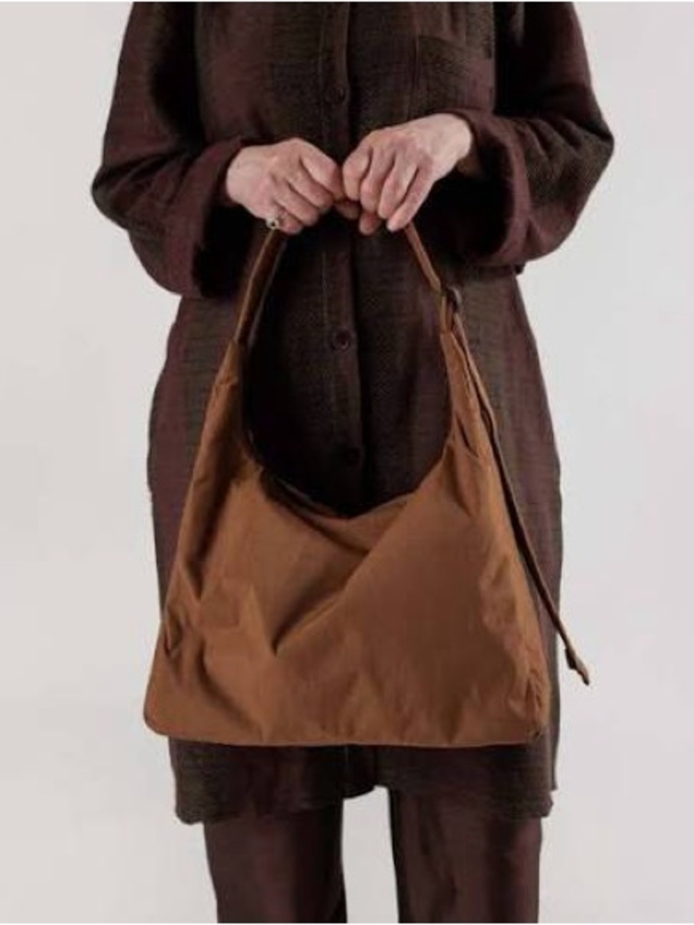 BAGGU Chestnut Brown Shoulder Hobo Bag